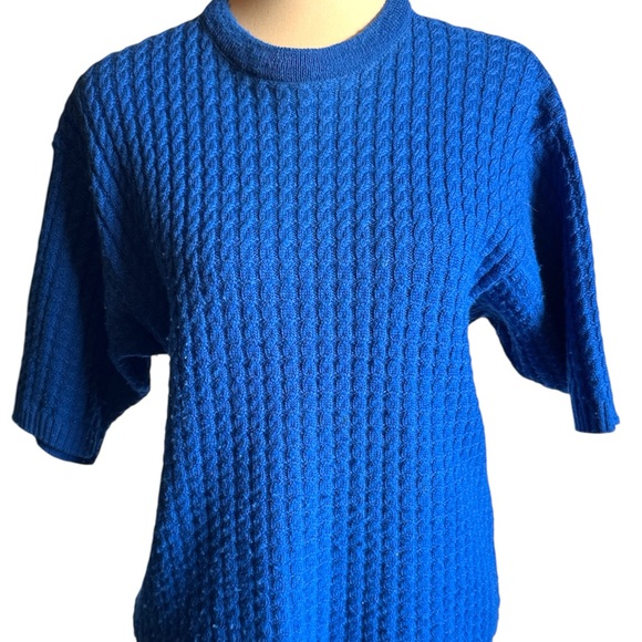 Pendleton Vintage 100% Wool Blue Short Sleeve Sweater Women's Size Large - Picture 1 of 7